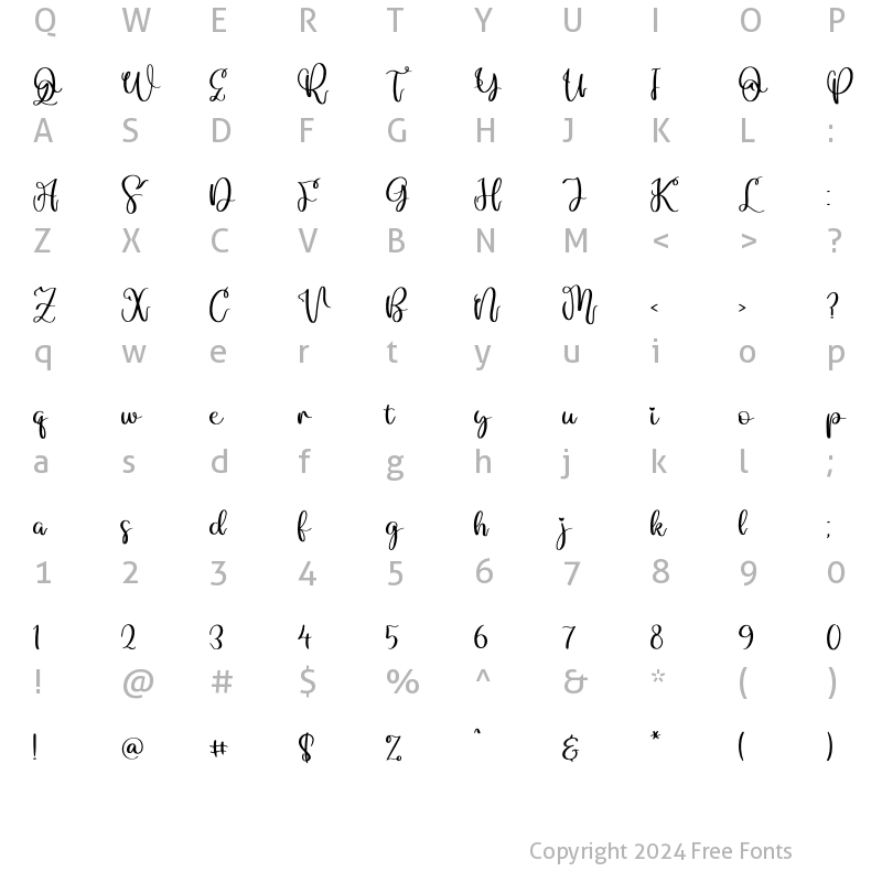 Character Map of Marlyta Lovely Regular