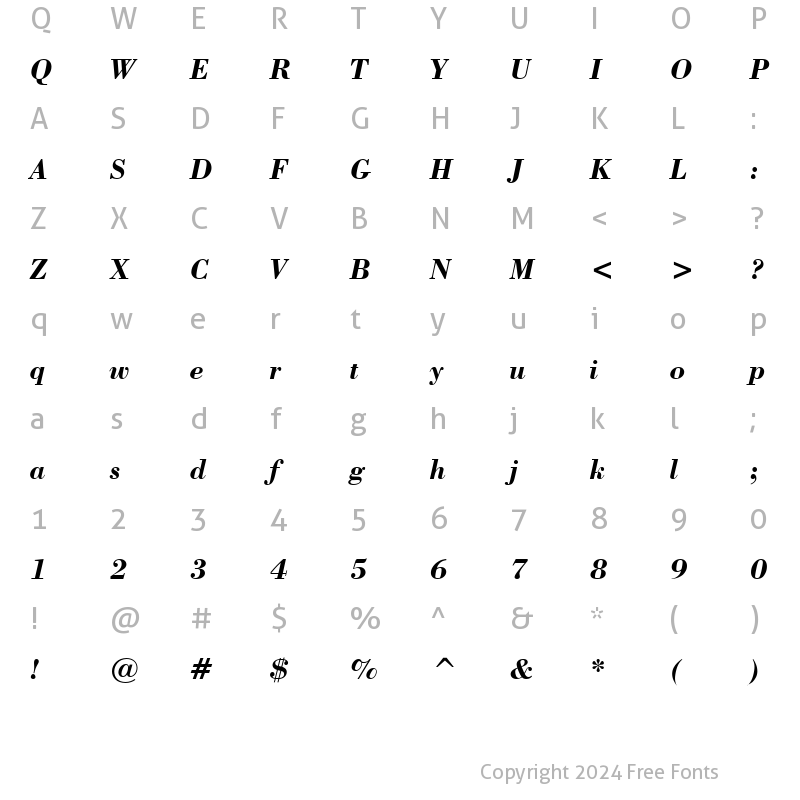 Character Map of Marque Bold Italic