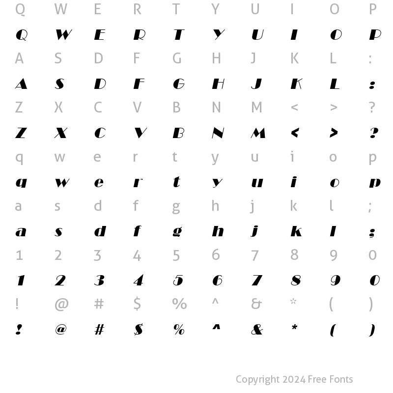 Character Map of Marquee Italic