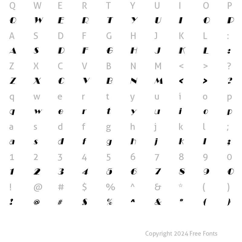 Character Map of MarqueeEngraved Italic