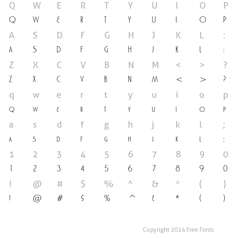 Character Map of Marquisette BTN Light Regular