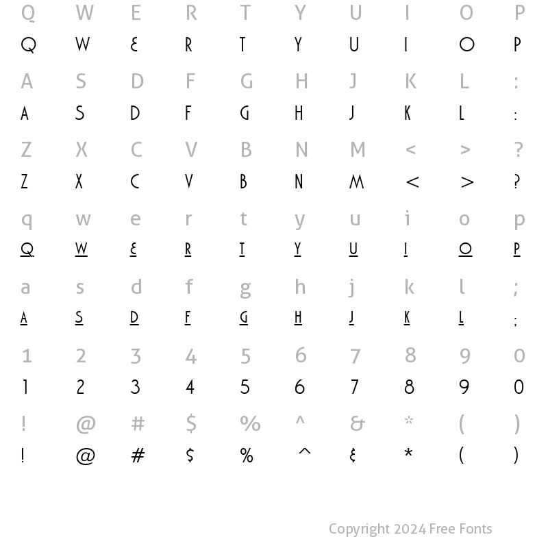 Character Map of Marquisette BTN Lined Regular