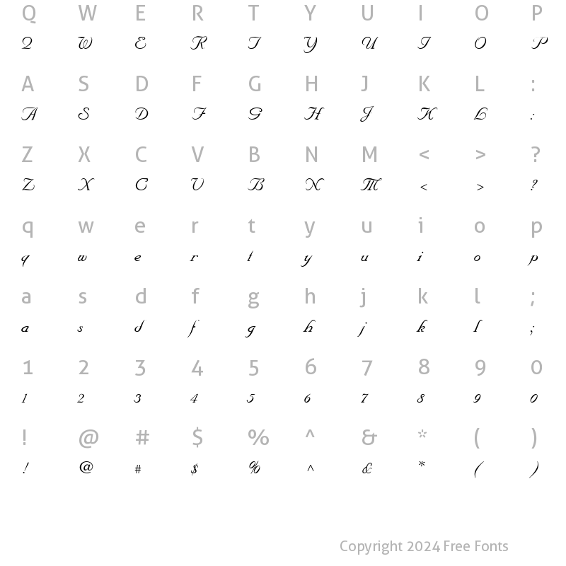 Character Map of Marriage Script Normal