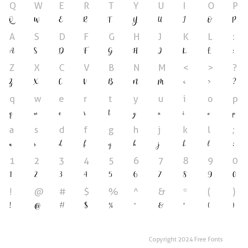 Character Map of Marrie Dream Regular