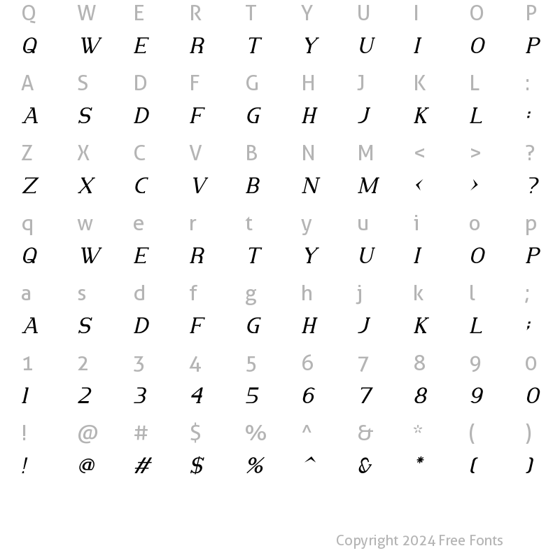 Character Map of Marrowish oblique