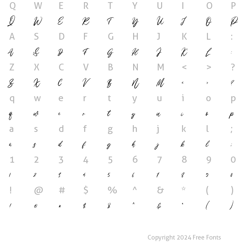 Character Map of Marrylines Regular