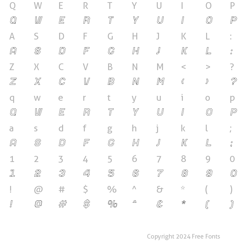 Character Map of Mars Outline Italic