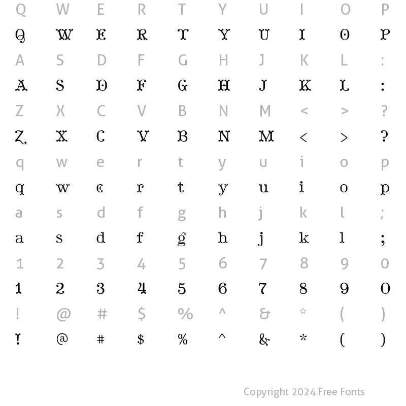 Character Map of Marshall Regular