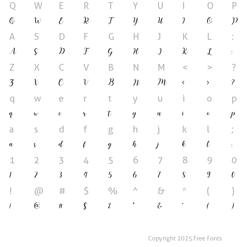 Character Map of Marsheilla Regular