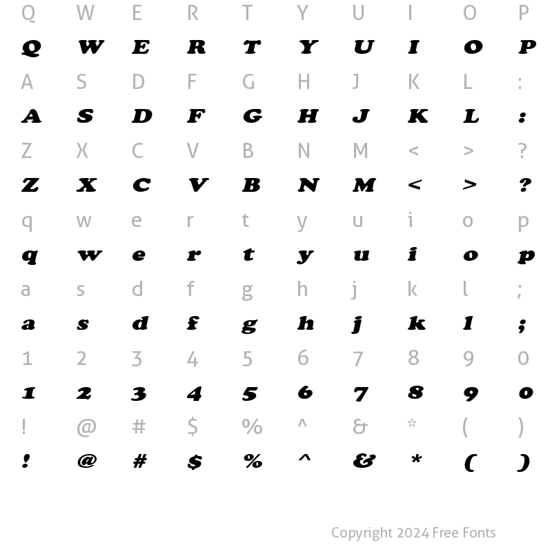 Character Map of Marshmallow-Extended Italic