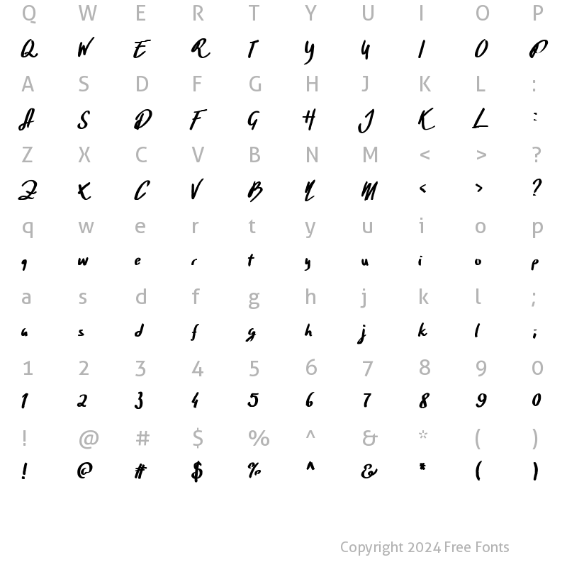 Character Map of Martha Bold