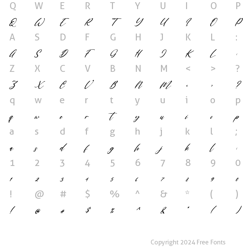 Character Map of Marthalica Italic