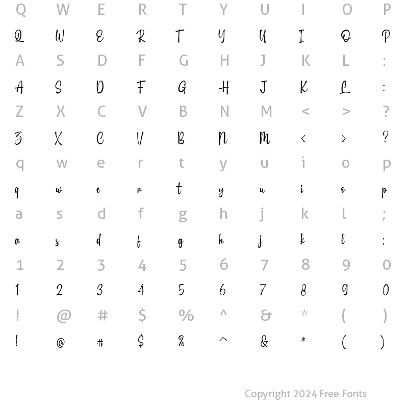 Character Map of Marthein Regular