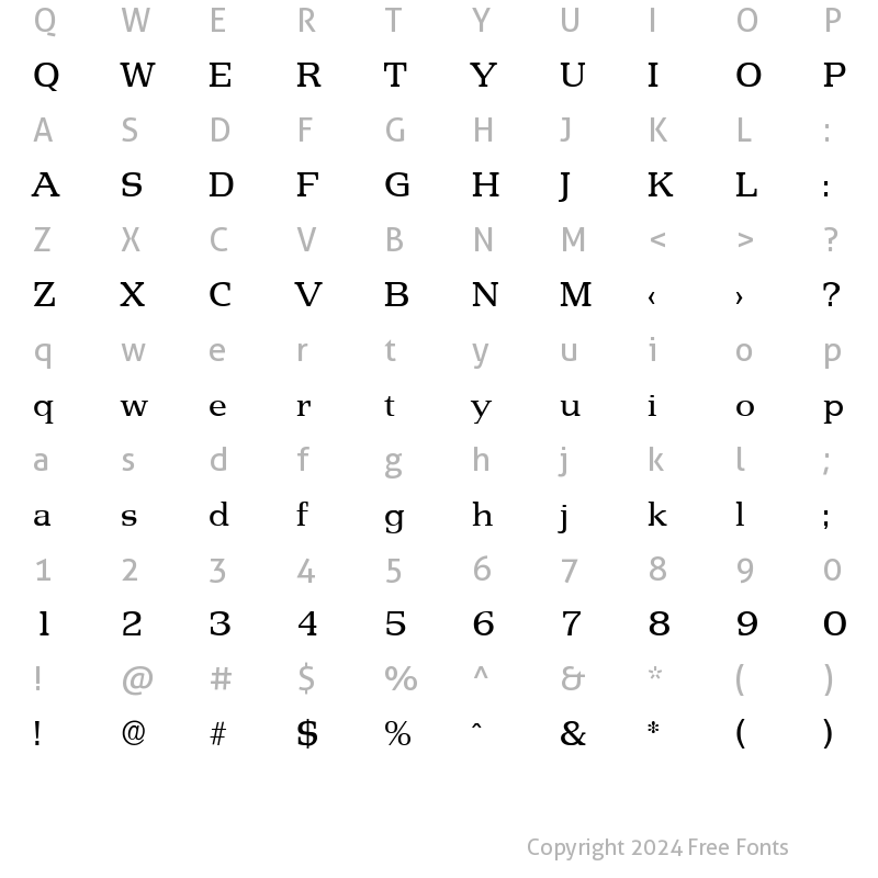 Character Map of MartinBecker Regular