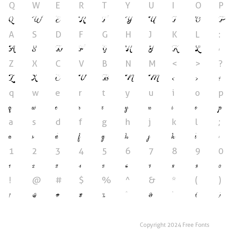 Character Map of Martine Gradient Regular