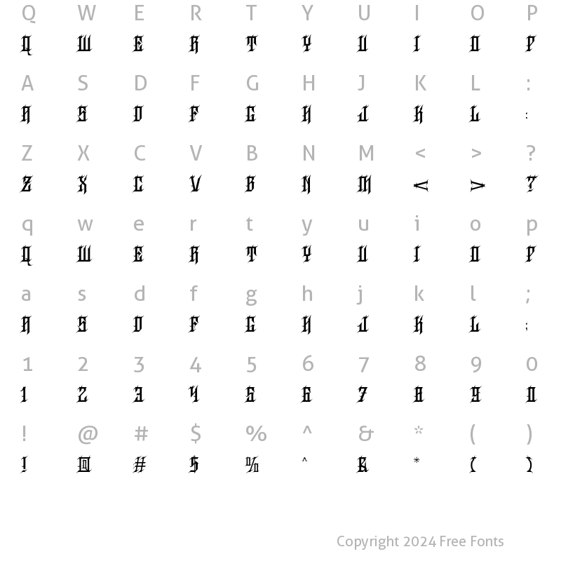 Character Map of Martyr Regular