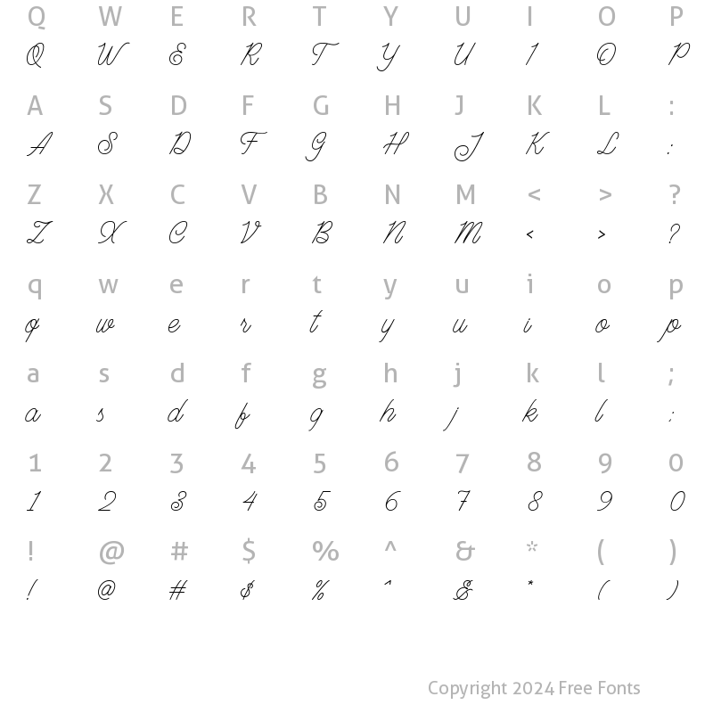 Character Map of Marvelous Monoline Regular