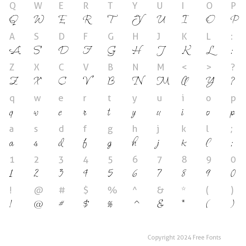 Character Map of Mary Helen JF Regular