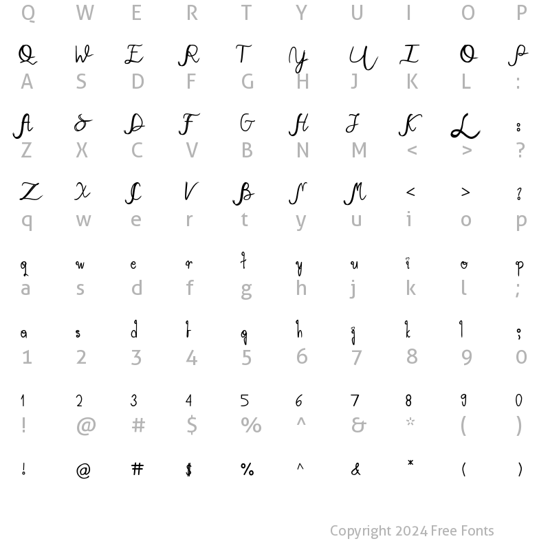 Character Map of Mary Quincy Regular