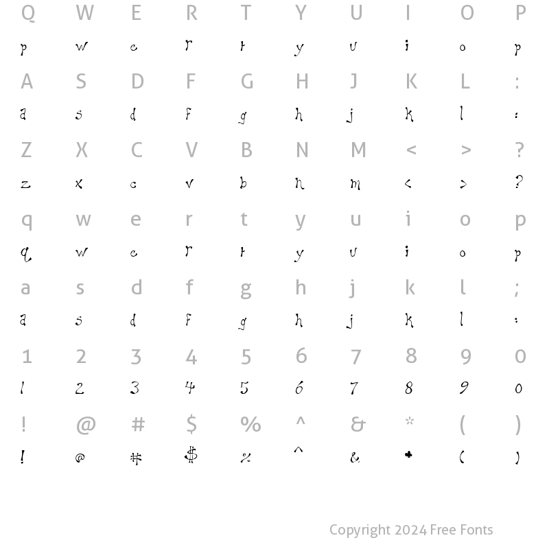 Character Map of Maryellen Regular