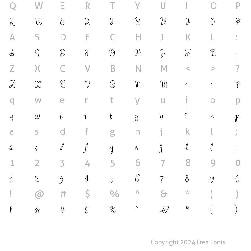 Character Map of Marzipan Regular