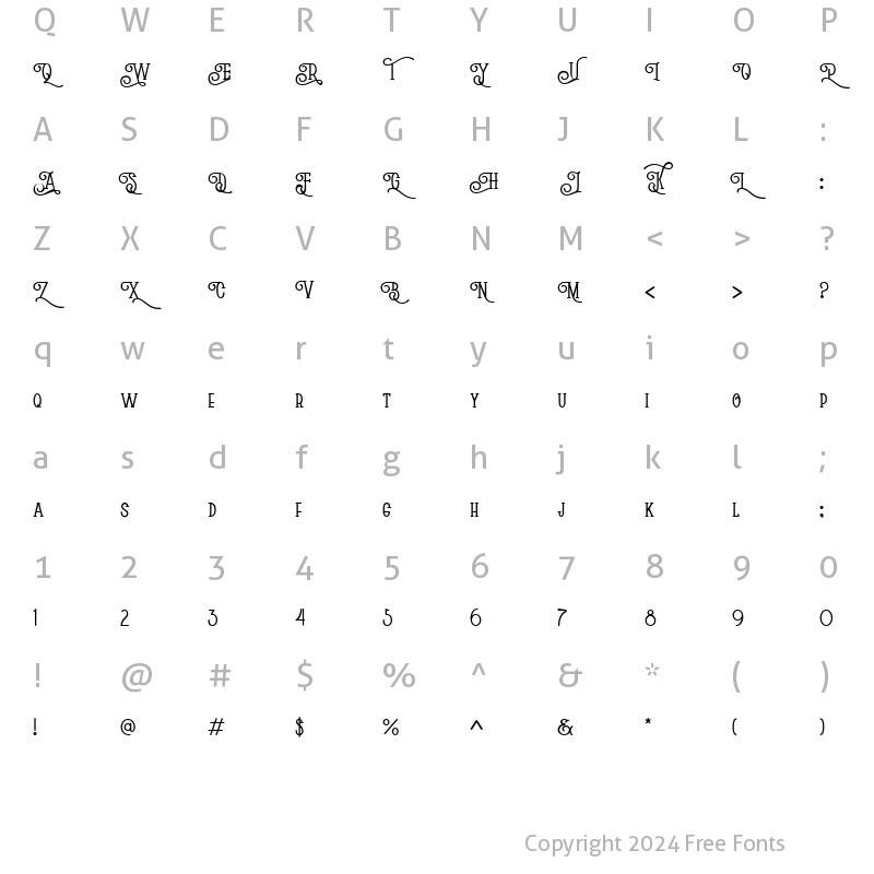 Character Map of Mashbro Regular