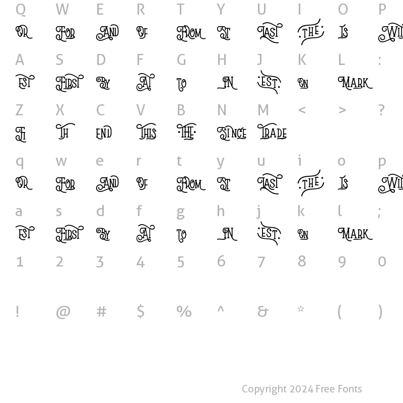 Character Map of Mashbro Special Characters