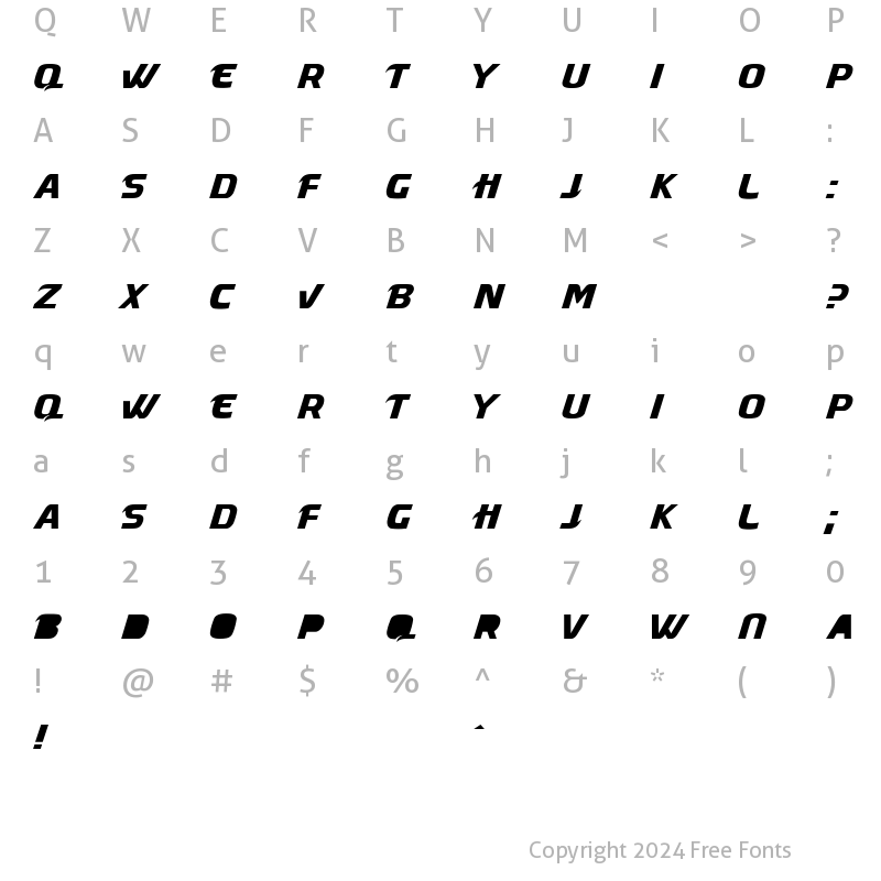 Character Map of Masque Regular