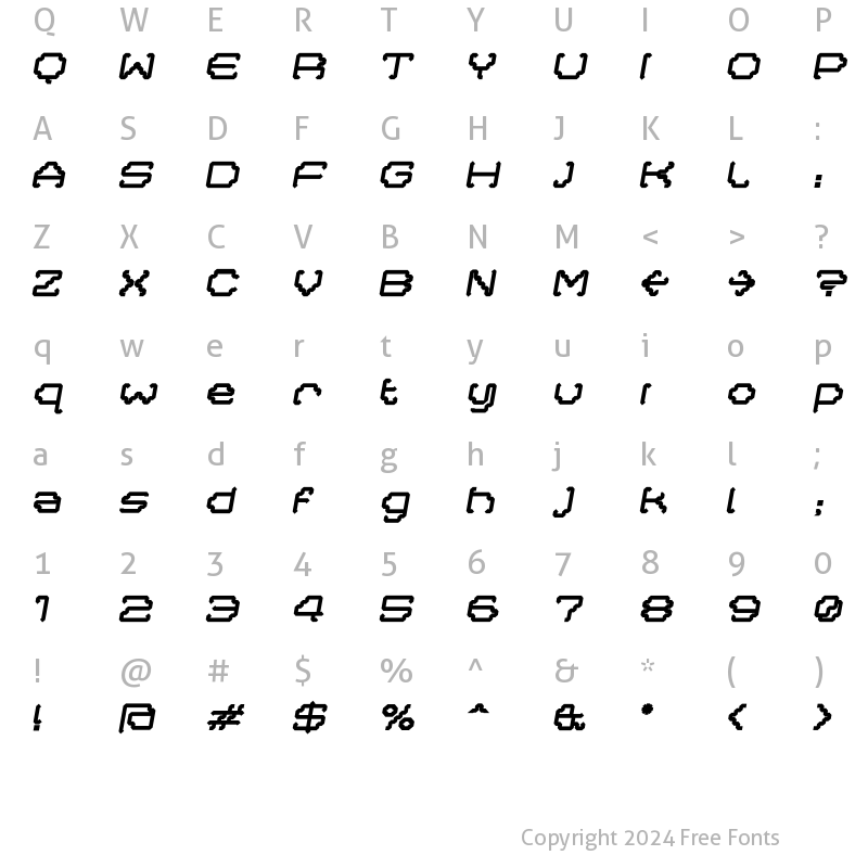 Character Map of Masta Bold Italic