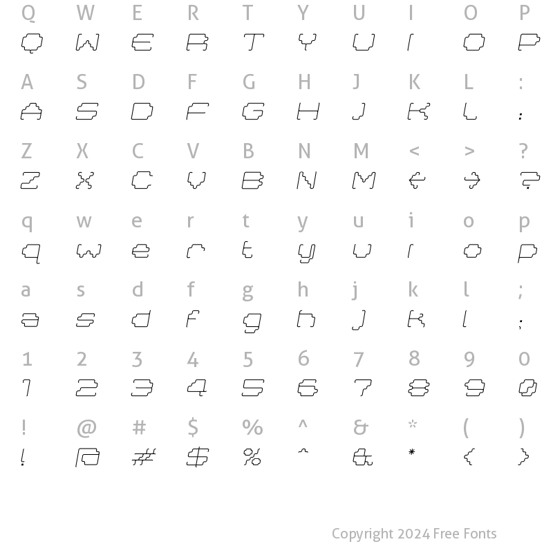 Character Map of Masta Light Italic