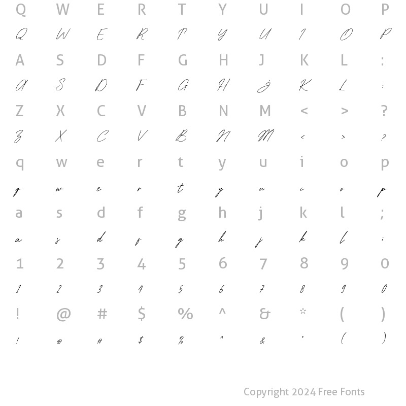 Character Map of Mastels Italic