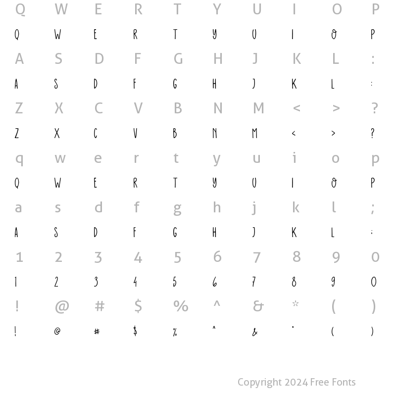 Character Map of Master File Regular