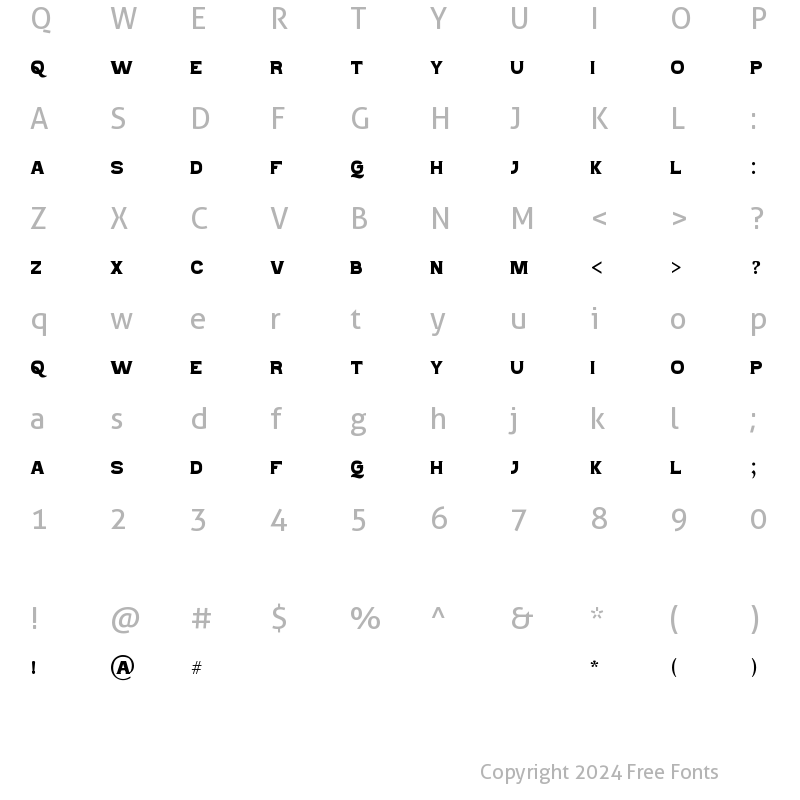 Character Map of Master Serif Regular