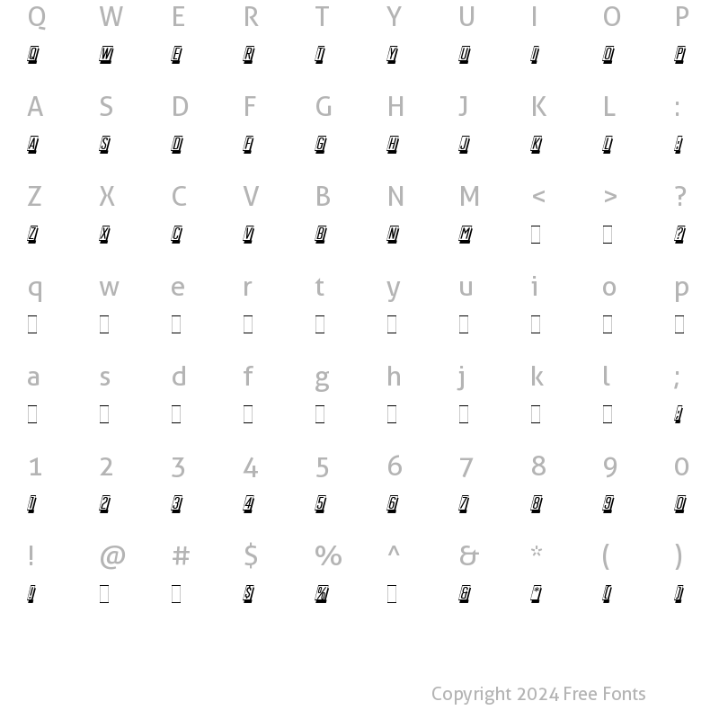 Character Map of Mastercard LET Plain