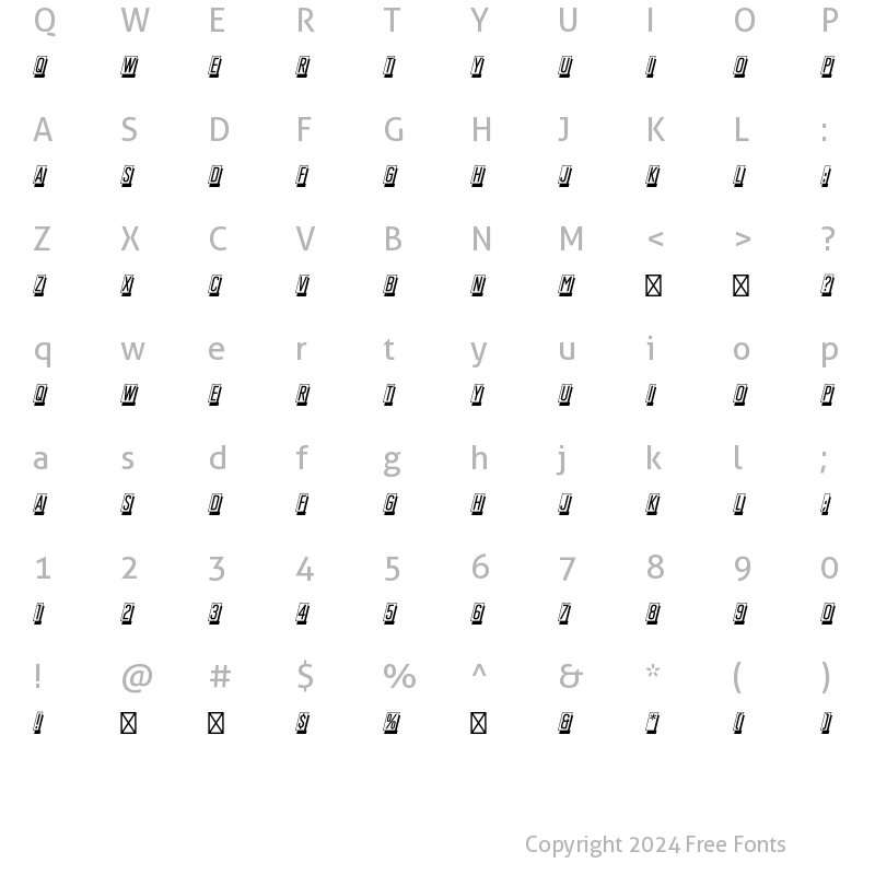 Character Map of Mastercard Std Regular