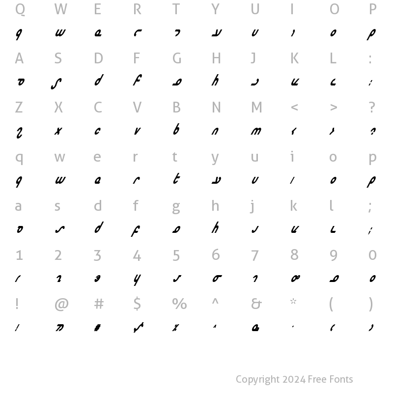 Character Map of Masterdom Condensed Bold Italic Condensed Bold Italic