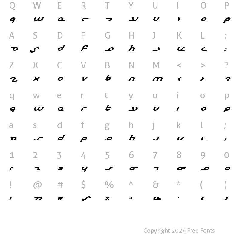 Character Map of Masterdom Exp Bold Italic Exp Bold Italic