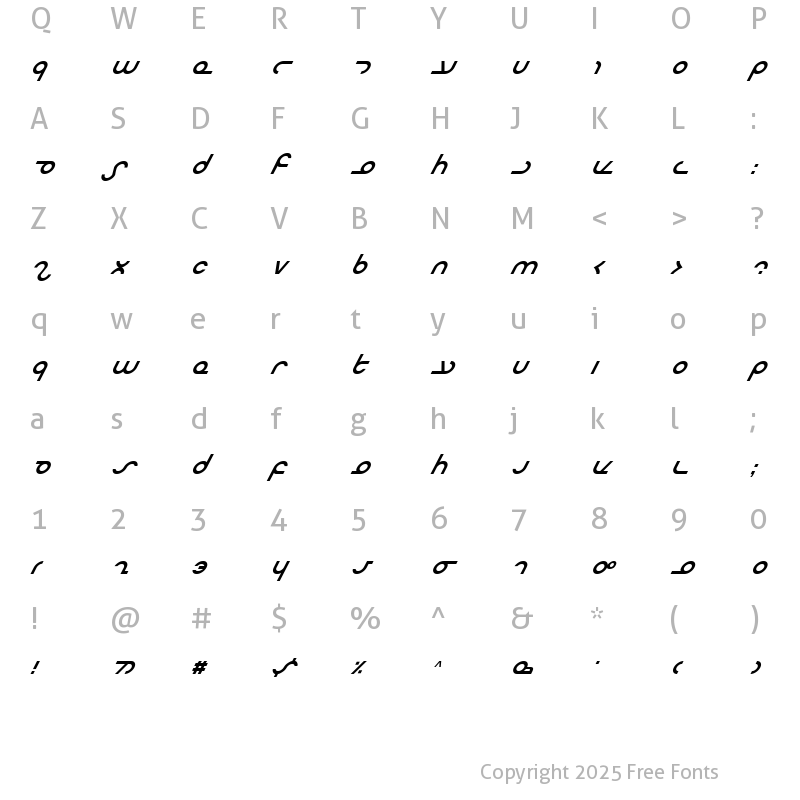 Character Map of Masterdom Italic Italic