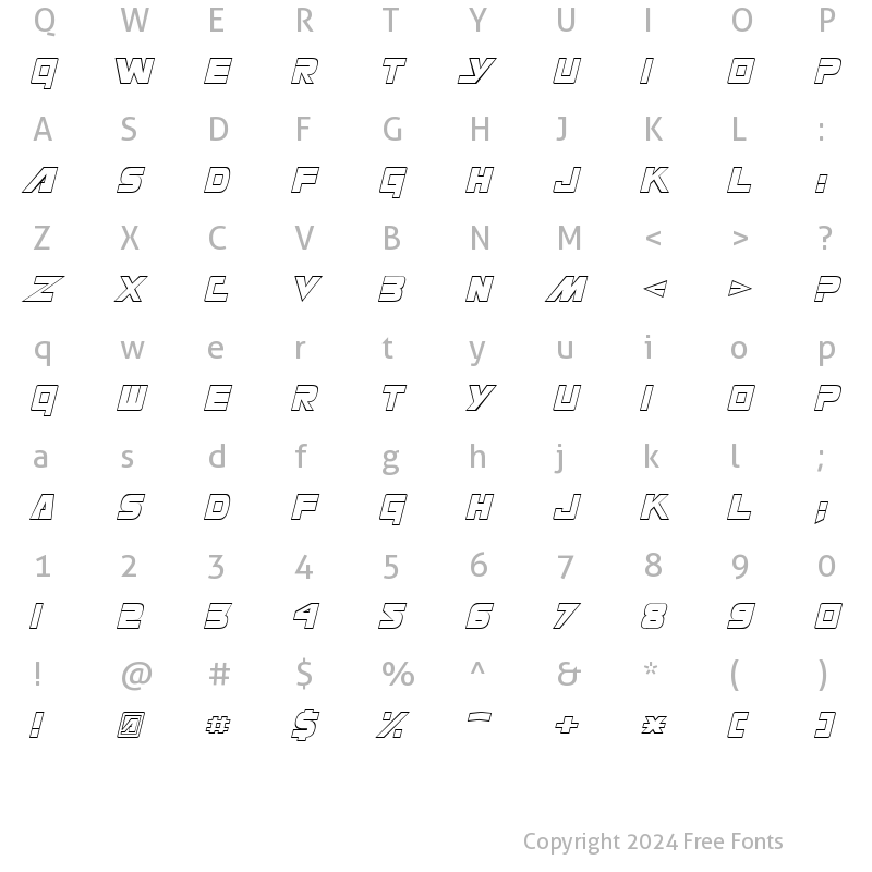 Character Map of Masterforce Hollow Regular