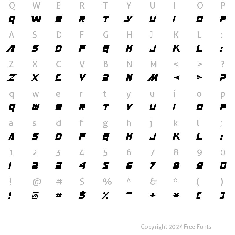 Character Map of Masterforce Solid Regular