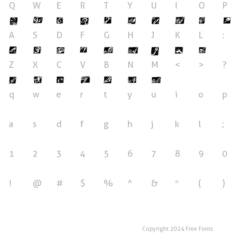 Character Map of Masterpiece Initials Regular