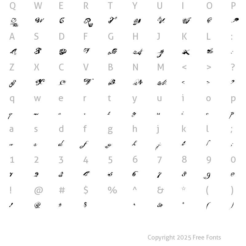 Character Map of Masterpiece Regular