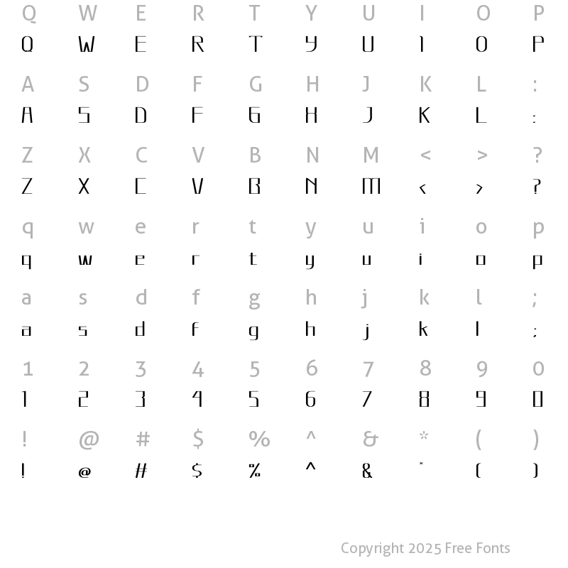 Character Map of Mastofa Regular