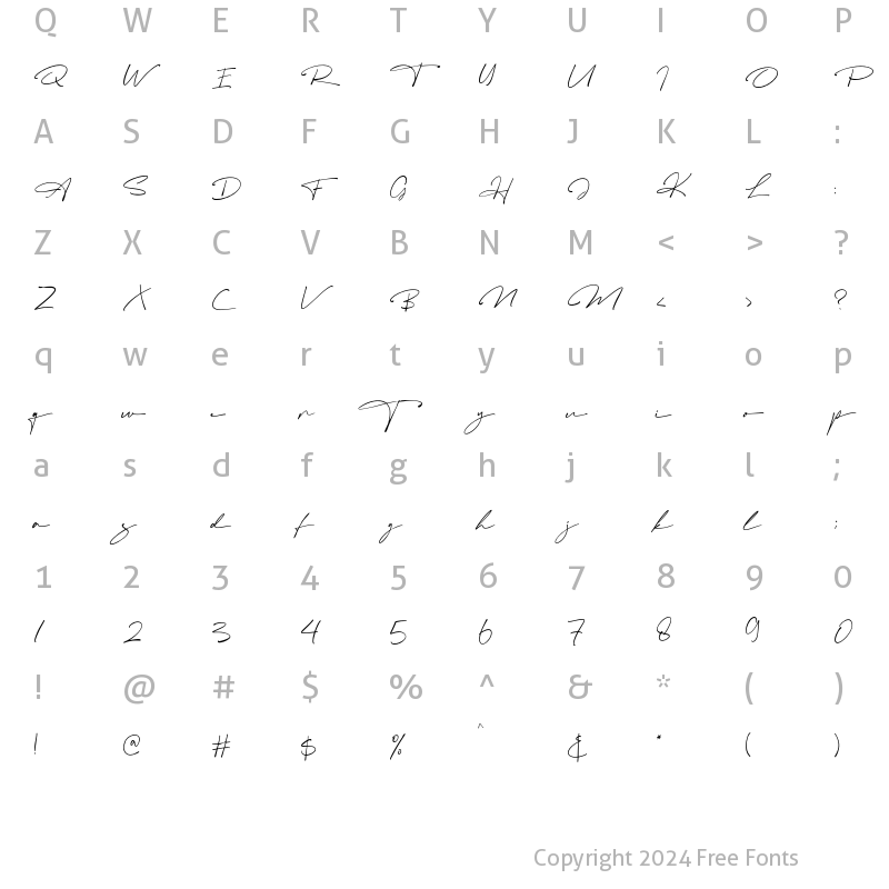 Character Map of Mastrih Regular