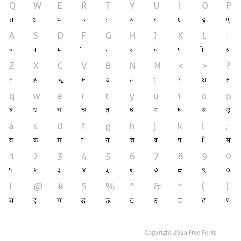 Character Map of Matatirtha_Normal Normal