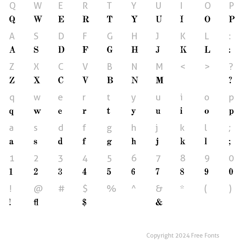 Character Map of Matchwood Bold WF Regular