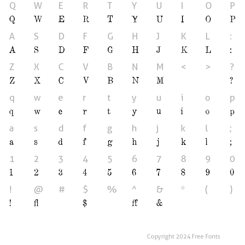 Character Map of Matchwood WF Regular