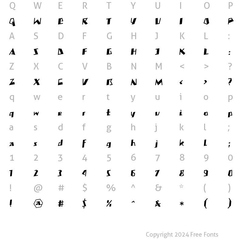 Character Map of MateoBoldLL Regular