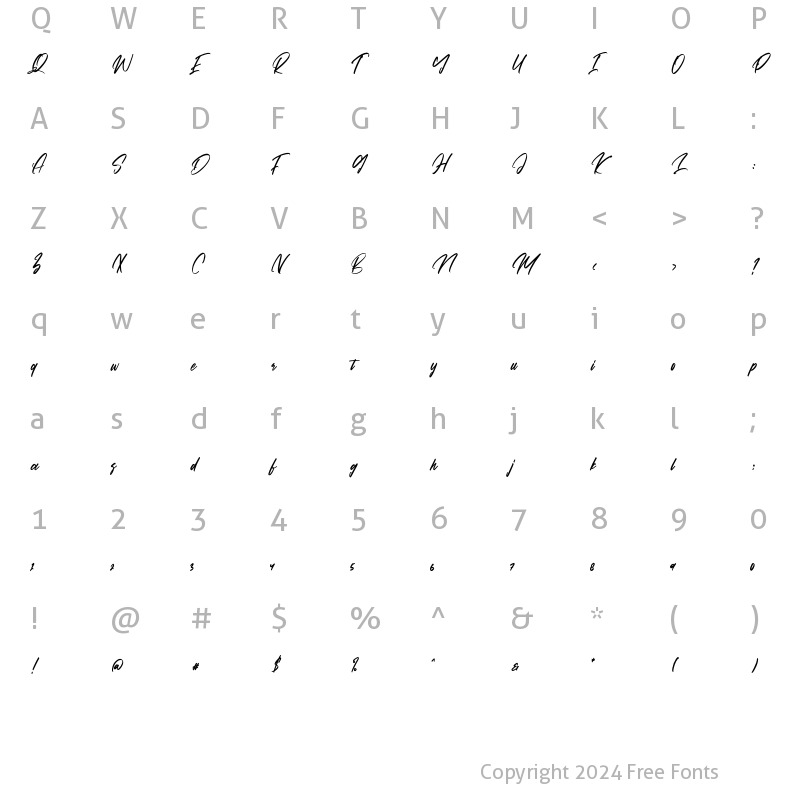 Character Map of Matequn Historiya Regular