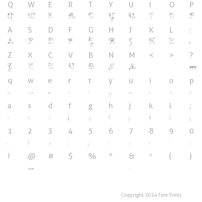 Character Map of Maternellecolor trace cursive Regular